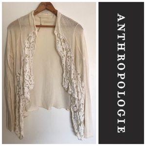 Anthropologie Lightweight Cream Lace Cardigan